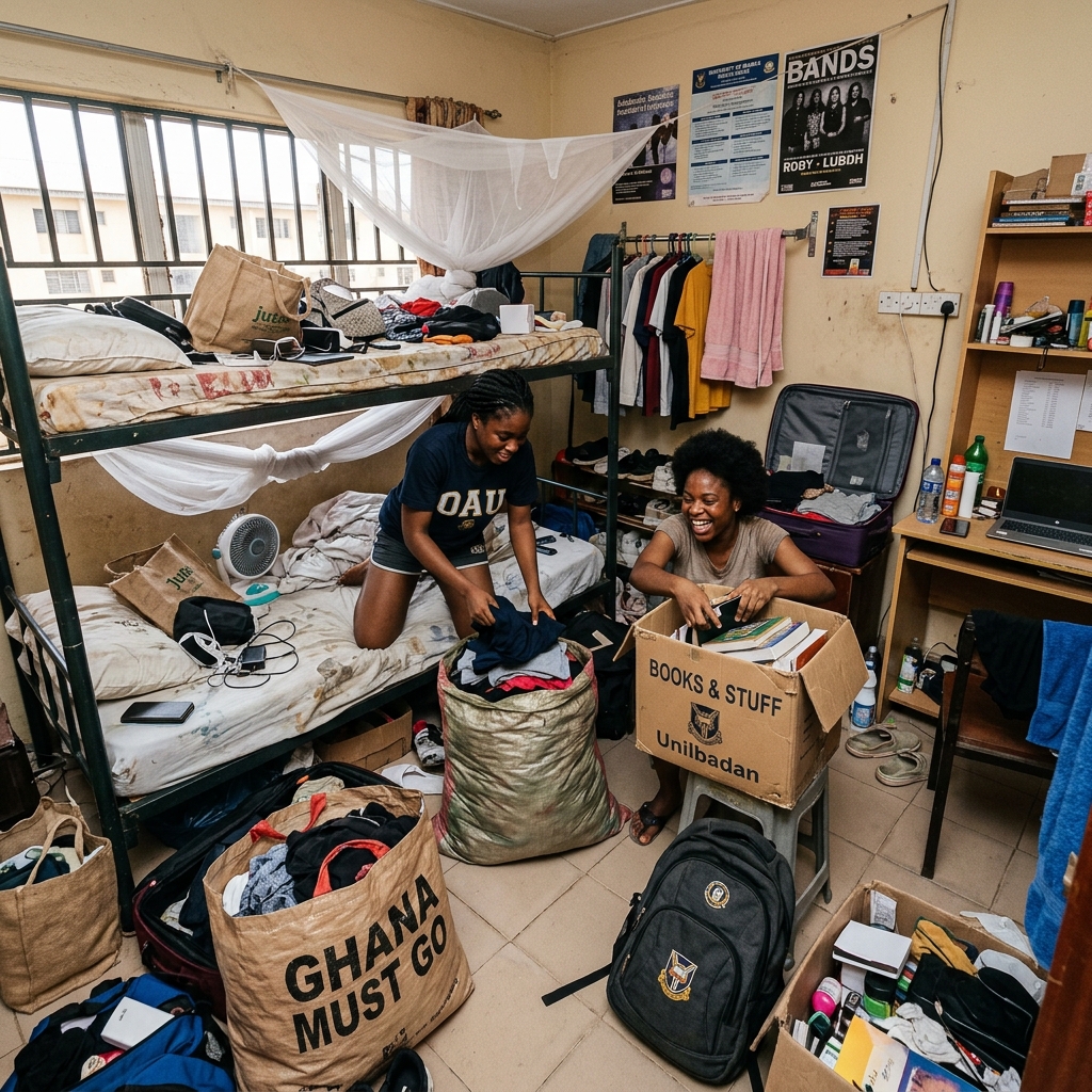 Students packing up hostel room